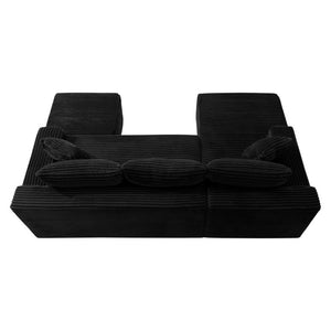 English Elm 94.5 Inch Corduroy U-Shaped Modular Sectional Deep Seat Sofa for Living Spaces W5515S00045