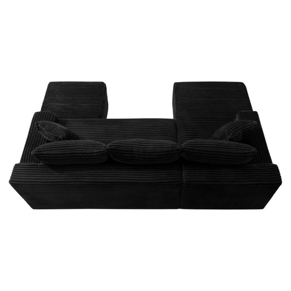 English Elm 94.5 Inch Corduroy U-Shaped Modular Sectional Deep Seat Sofa for Living Spaces W5515S00045