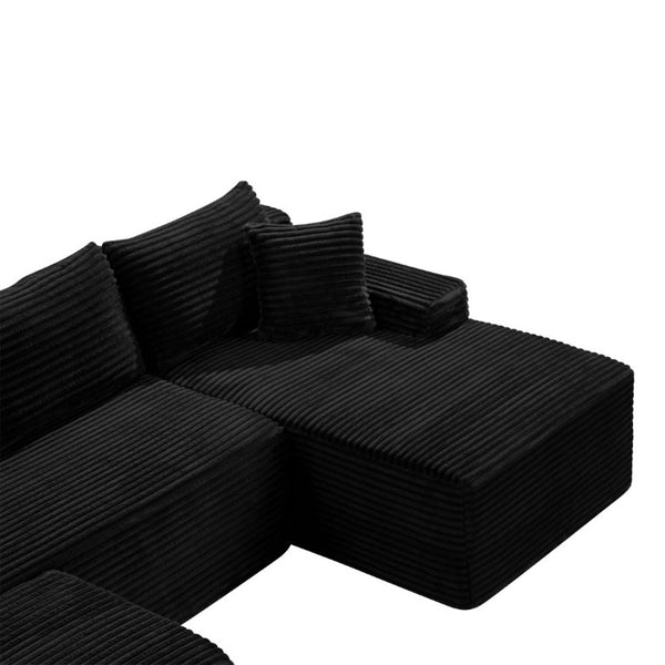 English Elm 94.5 Inch Corduroy U-Shaped Sectional Sofa Deep Seat Modular Living Room Couch W5515S00046