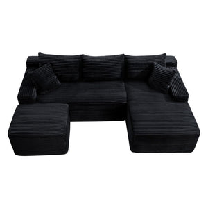 English Elm 94.5 Inch Corduroy U-Shaped Sectional Sofa Deep Seat Modular Living Room Couch W5515S00046