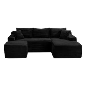 English Elm 94.5 Inch Corduroy U-Shaped Sectional Sofa Deep Seat Modular Living Room Couch W5515S00046