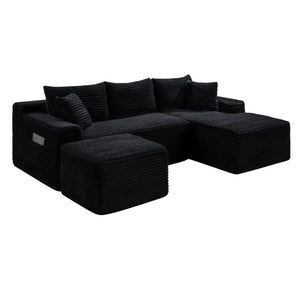 English Elm 94.5 Inch Corduroy U-Shaped Sectional Sofa Deep Seat Modular Living Room Couch W5515S00046