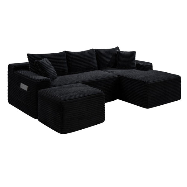English Elm 94.5 Inch Corduroy U-Shaped Sectional Sofa Deep Seat Modular Living Room Couch W5515S00046