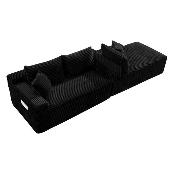 English Elm 94.5 Inch Corduroy U-Shaped Sectional Sofa Deep Seat Modular Living Room Couch W5515S00046