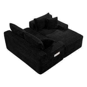English Elm 94.5 Inch Corduroy U-Shaped Sectional Sofa Deep Seat Modular Living Room Couch W5515S00046