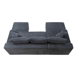 English Elm 94.5 Inch Corduroy U-Shaped Sectional Sofa Deep Seat Modular Design for Living Room W5515S00047