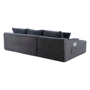 English Elm 94.5 Inch Corduroy U-Shaped Sectional Sofa Deep Seat Modular Design for Living Room W5515S00047