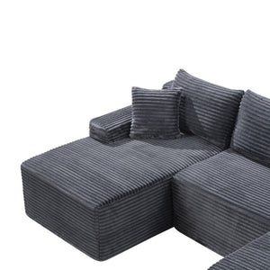 English Elm 94.5 Inch Corduroy U-Shaped Sectional Sofa Deep Seat Modular Design for Living Room W5515S00047