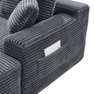 English Elm 94.5 Inch Corduroy U-Shaped Sectional Sofa Deep Seat Modular Design for Living Room W5515S00047