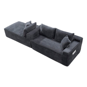 English Elm 94.5 Inch Corduroy U-Shaped Sectional Sofa Deep Seat Modular Design for Living Room W5515S00047