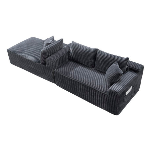 English Elm 94.5 Inch Corduroy U-Shaped Sectional Sofa Deep Seat Modular Design for Living Room W5515S00047