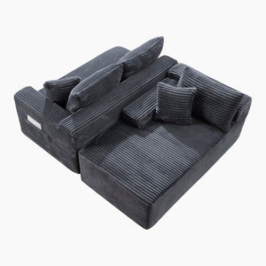 English Elm 94.5 Inch Corduroy U-Shaped Sectional Sofa Deep Seat Modular Design for Living Room W5515S00047