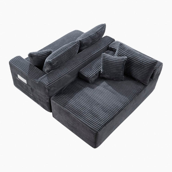 English Elm 94.5 Inch Corduroy U-Shaped Sectional Sofa Deep Seat Modular Design for Living Room W5515S00047