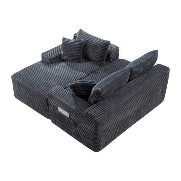 English Elm 94.5 Inch Corduroy U-Shaped Sectional Sofa Deep Seat Modular Design for Living Room W5515S00047