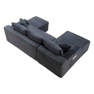 English Elm 94.5 Inch Corduroy U-Shaped Sectional Sofa Deep Seat Modular Design for Living Room W5515S00047