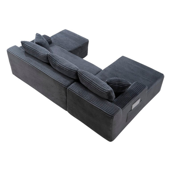 English Elm 94.5 Inch Corduroy U-Shaped Sectional Sofa Deep Seat Modular Design for Living Room W5515S00047