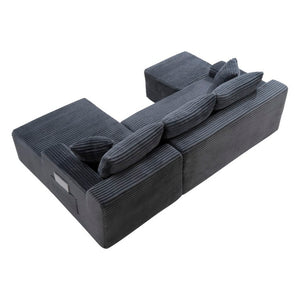 English Elm 94.5 Inch Corduroy U-Shaped Sectional with Deep Seats and Modular Ottoman for Any Room W5515S00048