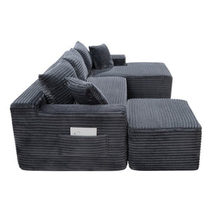 English Elm 94.5 Inch Corduroy U-Shaped Sectional with Deep Seats and Modular Ottoman for Any Room W5515S00048