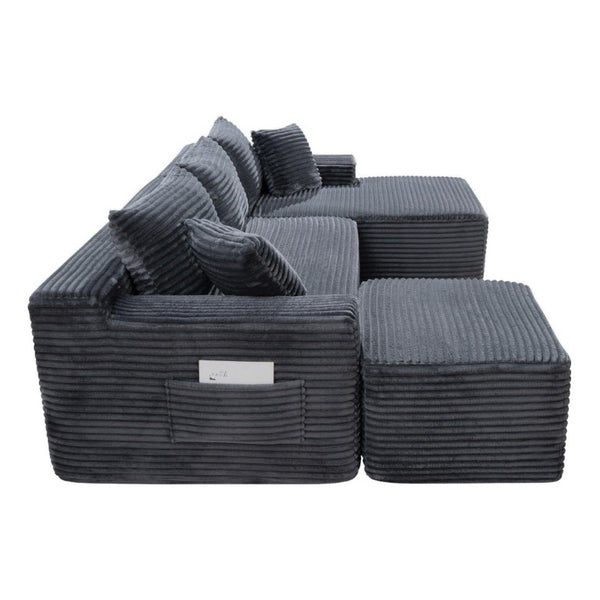English Elm 94.5 Inch Corduroy U-Shaped Sectional with Deep Seats and Modular Ottoman for Any Room W5515S00048