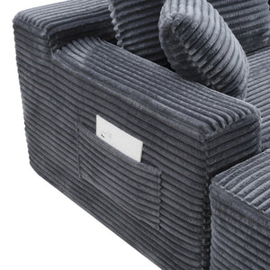 English Elm 94.5 Inch Corduroy U-Shaped Sectional with Deep Seats and Modular Ottoman for Any Room W5515S00048