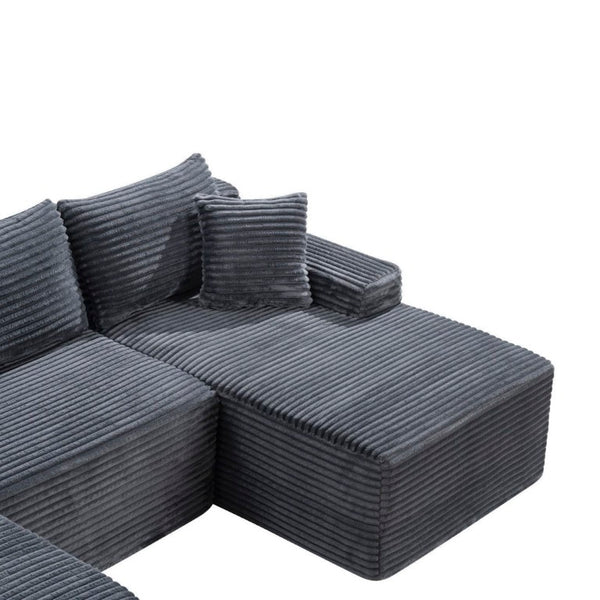 English Elm 94.5 Inch Corduroy U-Shaped Sectional with Deep Seats and Modular Ottoman for Any Room W5515S00048