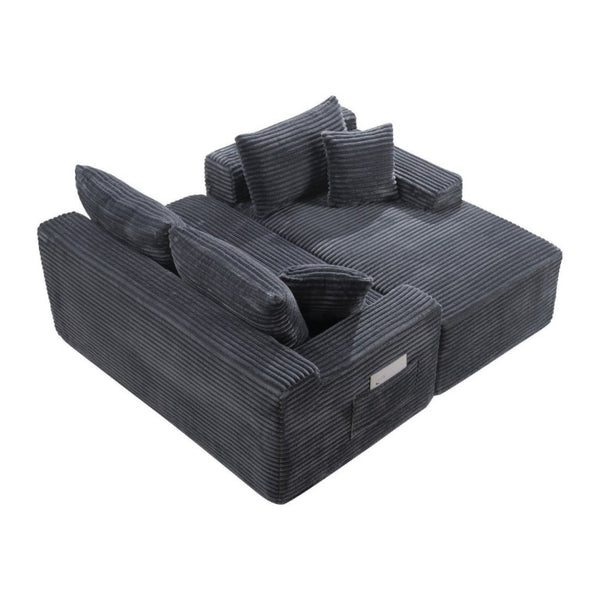 English Elm 94.5 Inch Corduroy U-Shaped Sectional with Deep Seats and Modular Ottoman for Any Room W5515S00048
