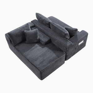 English Elm 94.5 Inch Corduroy U-Shaped Sectional with Deep Seats and Modular Ottoman for Any Room W5515S00048