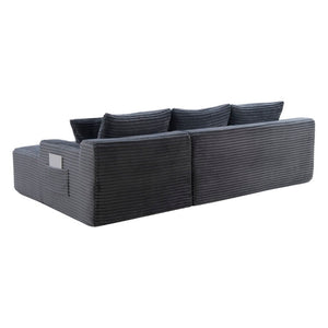 English Elm 94.5 Inch Corduroy U-Shaped Sectional with Deep Seats and Modular Ottoman for Any Room W5515S00048