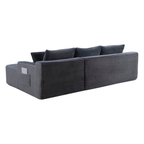 English Elm 94.5 Inch Corduroy U-Shaped Sectional with Deep Seats and Modular Ottoman for Any Room W5515S00048