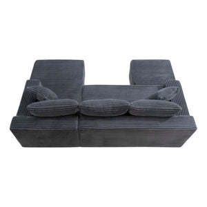 English Elm 94.5 Inch Corduroy U-Shaped Sectional with Deep Seats and Modular Ottoman for Any Room W5515S00048
