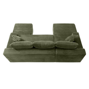 English Elm 94.5 Inch Corduroy U-Shaped Modular Sectional Deep Seat Sofa for Living Room W5515S00049