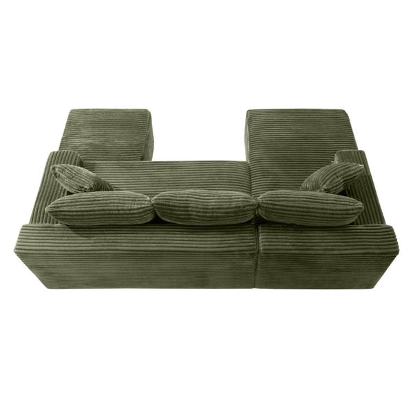English Elm 94.5 Inch Corduroy U-Shaped Modular Sectional Deep Seat Sofa for Living Room W5515S00049