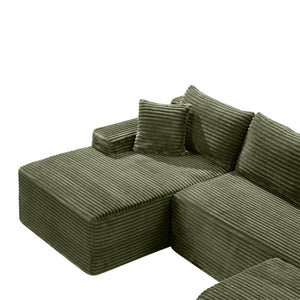 English Elm 94.5 Inch Corduroy U-Shaped Modular Sectional Deep Seat Sofa for Living Room W5515S00049