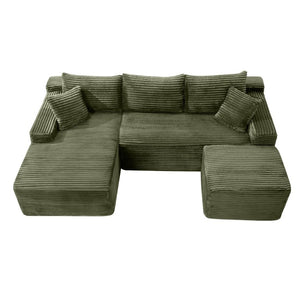 English Elm 94.5 Inch Corduroy U-Shaped Modular Sectional Deep Seat Sofa for Living Room W5515S00049