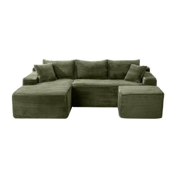 English Elm 94.5 Inch Corduroy U-Shaped Modular Sectional Deep Seat Sofa for Living Room W5515S00049