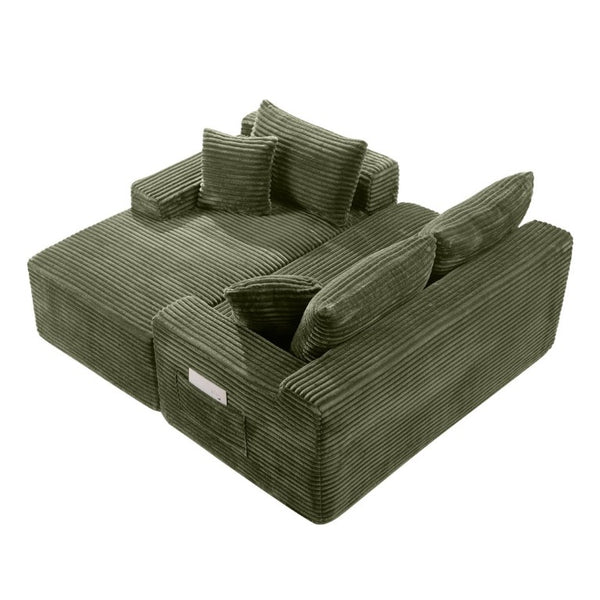 English Elm 94.5 Inch Corduroy U-Shaped Modular Sectional Deep Seat Sofa for Living Room W5515S00049