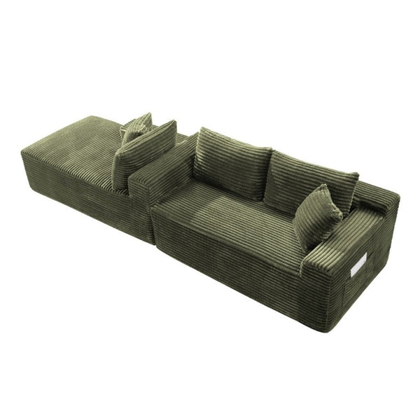English Elm 94.5 Inch Corduroy U-Shaped Modular Sectional Deep Seat Sofa for Living Room W5515S00049