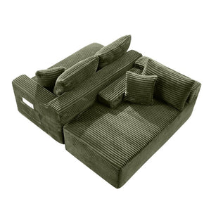 English Elm 94.5 Inch Corduroy U-Shaped Modular Sectional Deep Seat Sofa for Living Room W5515S00049