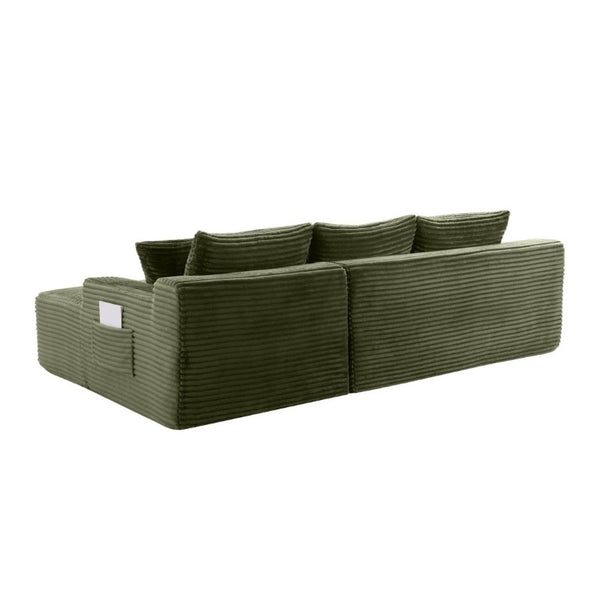 English Elm 94.5 Inch Corduroy Modular U-Shaped Sectional with Deep Cushions and Side Pockets W5515S00050