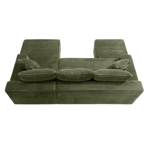 English Elm 94.5 Inch Corduroy Modular U-Shaped Sectional with Deep Cushions and Side Pockets W5515S00050