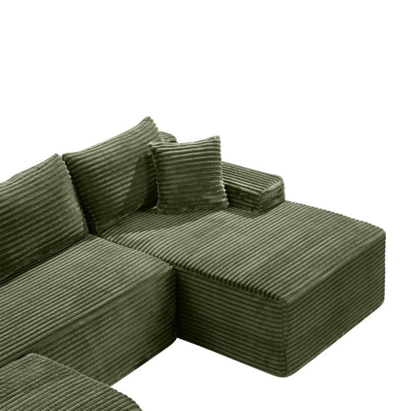 English Elm 94.5 Inch Corduroy Modular U-Shaped Sectional with Deep Cushions and Side Pockets W5515S00050