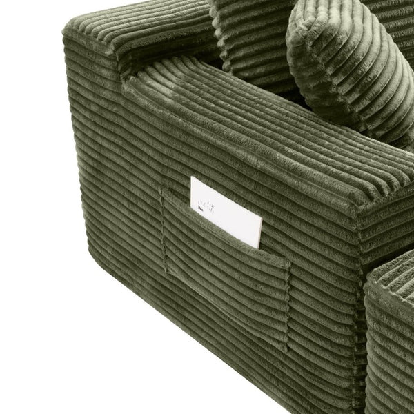 English Elm 94.5 Inch Corduroy Modular U-Shaped Sectional with Deep Cushions and Side Pockets W5515S00050
