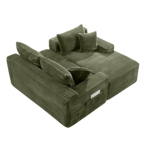 English Elm 94.5 Inch Corduroy Modular U-Shaped Sectional with Deep Cushions and Side Pockets W5515S00050