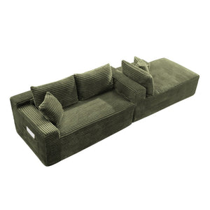 English Elm 94.5 Inch Corduroy Modular U-Shaped Sectional with Deep Cushions and Side Pockets W5515S00050