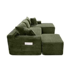 English Elm 94.5 Inch Corduroy Modular U-Shaped Sectional with Deep Cushions and Side Pockets W5515S00050