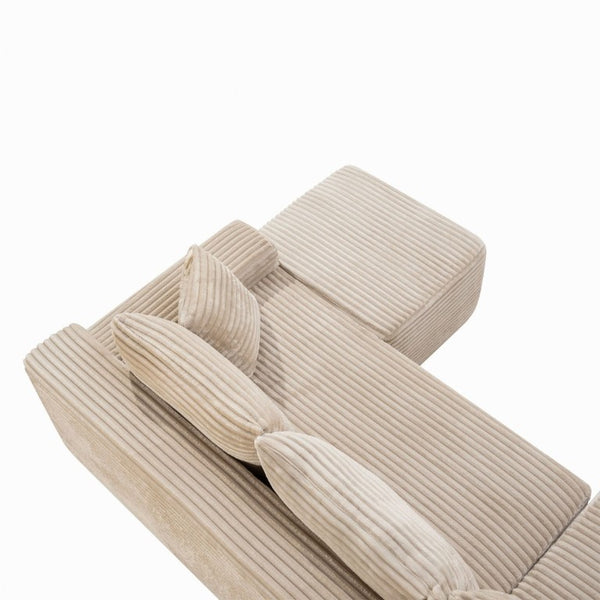 English Elm 94.5 Inch Corduroy U-Shaped Modular Sectional with Deep Seat and Ottoman for Apartments W5515S00051
