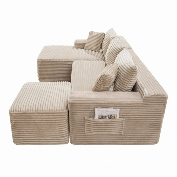 English Elm 94.5 Inch Corduroy U-Shaped Modular Sectional with Deep Seat and Ottoman for Apartments W5515S00051