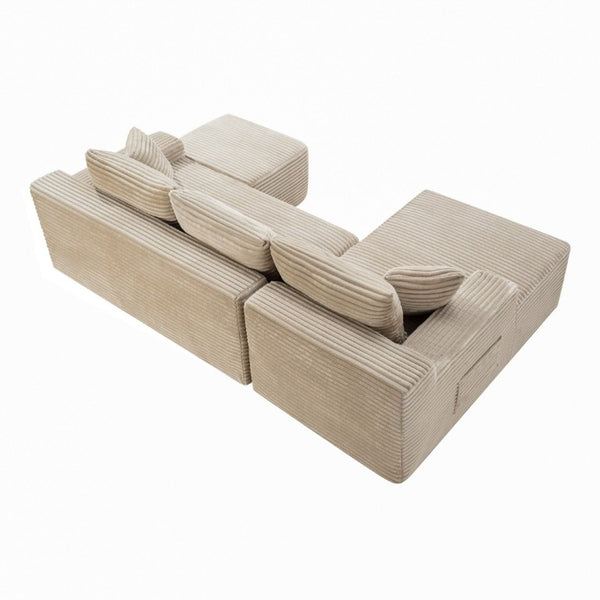 English Elm 94.5 Inch Corduroy U-Shaped Modular Sectional with Deep Seat and Ottoman for Apartments W5515S00051