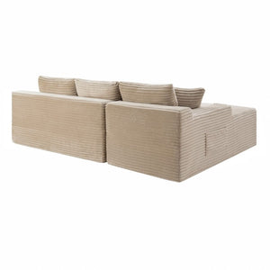 English Elm 94.5 Inch Corduroy U-Shaped Modular Sectional with Deep Seat and Ottoman for Apartments W5515S00051