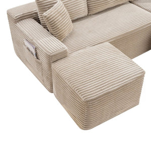 English Elm 94.5 Inch Modular U-Shaped Corduroy Sectional with Deep Cushions for Apartment Living W5515S00052